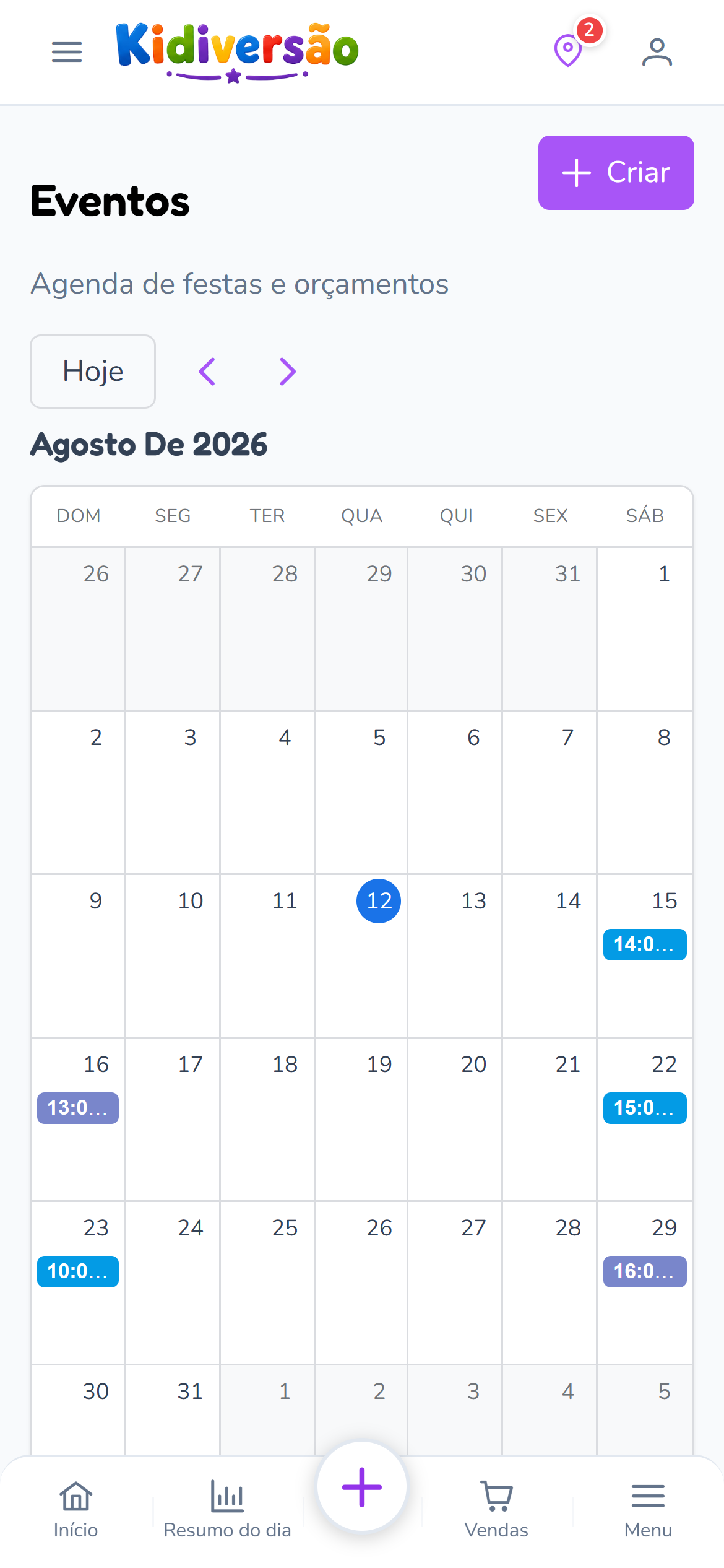 Agenda de eventos