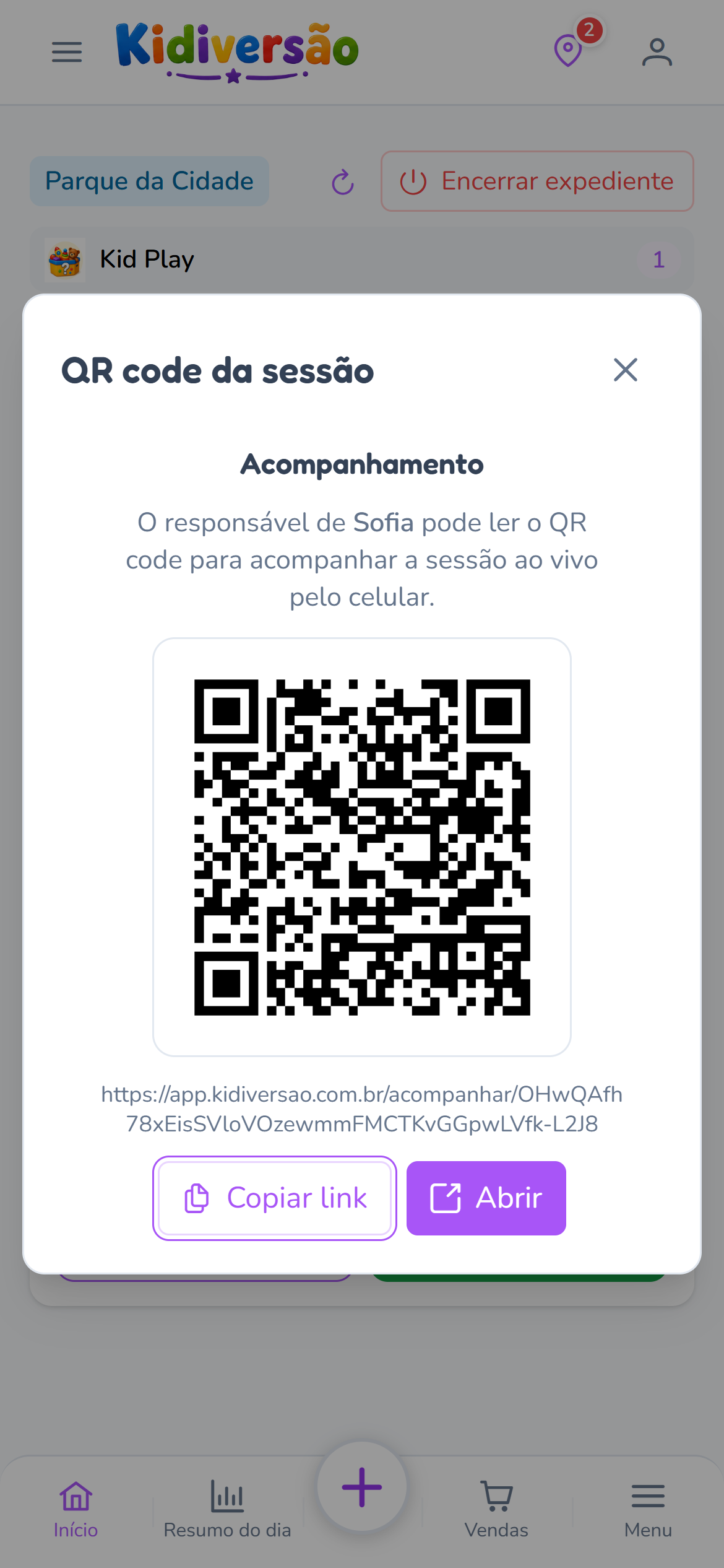 QR Code dos responsáveis